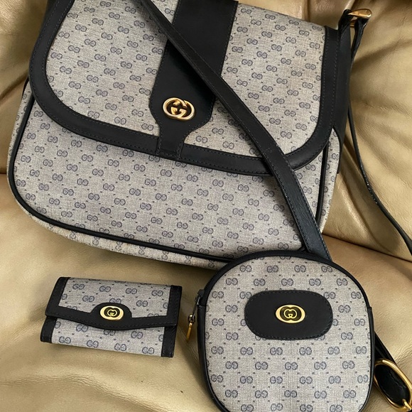 Vintage Gucci 3 pc Bundle! Authentic Micro GG Crossbody/Coin Pouch/Key Holder - Picture 1 of 15